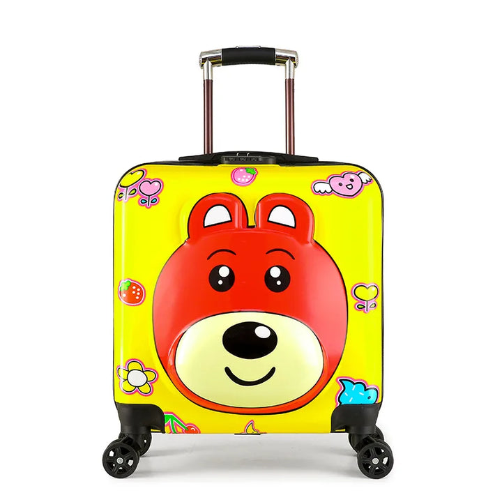 Compact animal design hard shell kids luggage, perfect carry-on for family weekend trips.