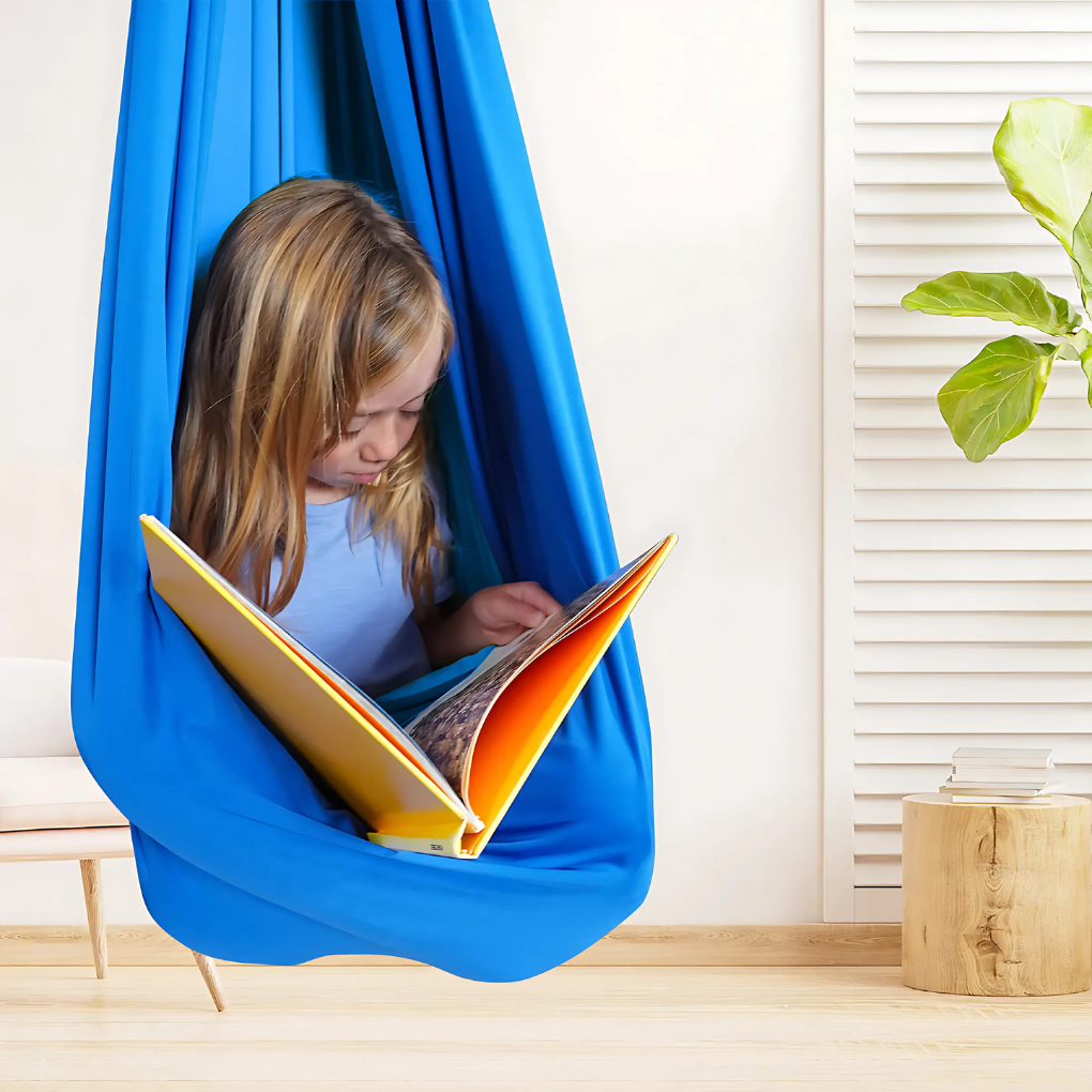 Children's sensory hammock swing, perfect for calming play and sensory integration. Supports autism & ADHD.