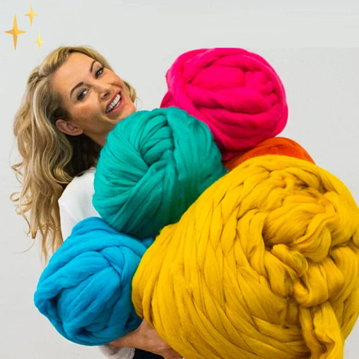 Heavy 1000g XL chunky wool yarn for crafting substantial, super soft DIY blankets & decor.