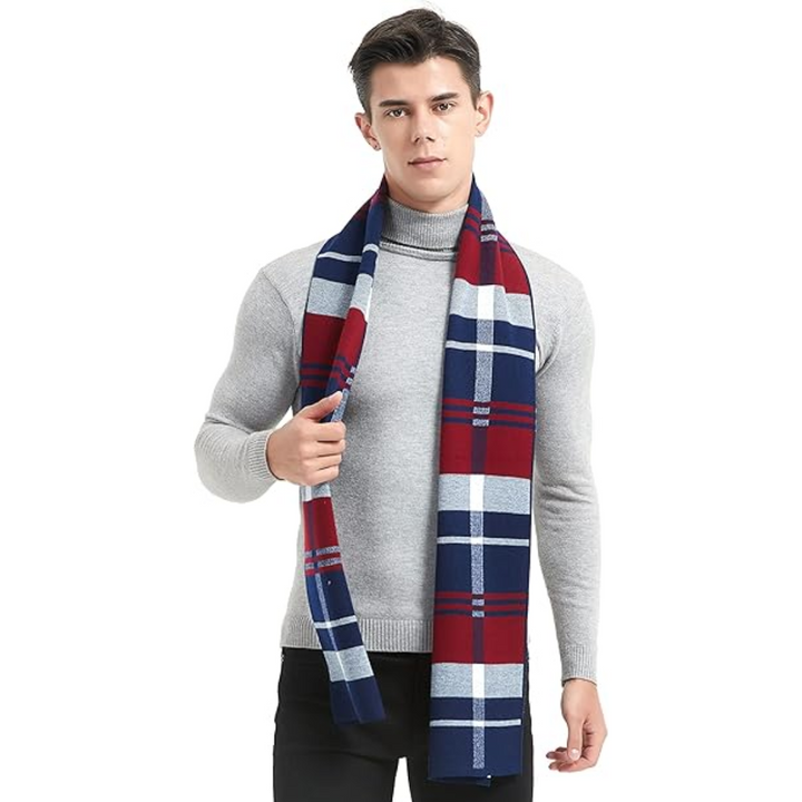 Stylish men's winter cashmere scarf, providing exceptional warmth and a classic, elegant touch.