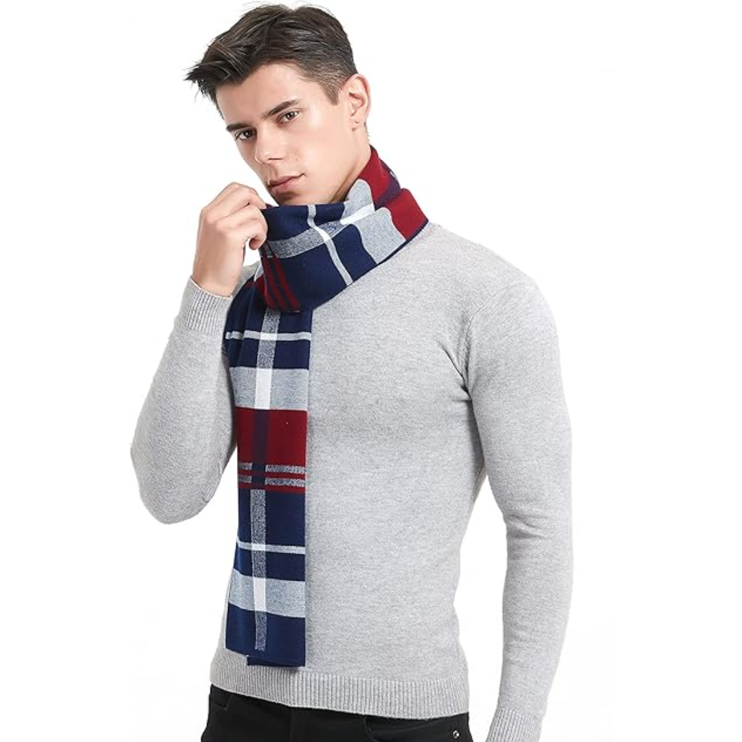 Men's premium cashmere scarf in deep forest green, luxurious, warm, and a stylish winter accessory.