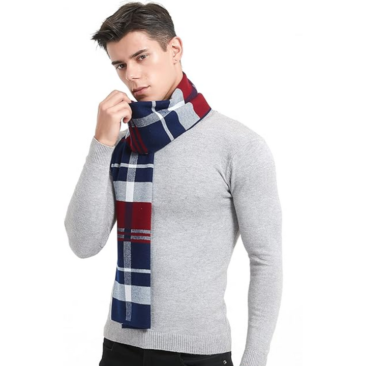 Men's premium cashmere scarf in deep forest green, luxurious, warm, and a stylish winter accessory.