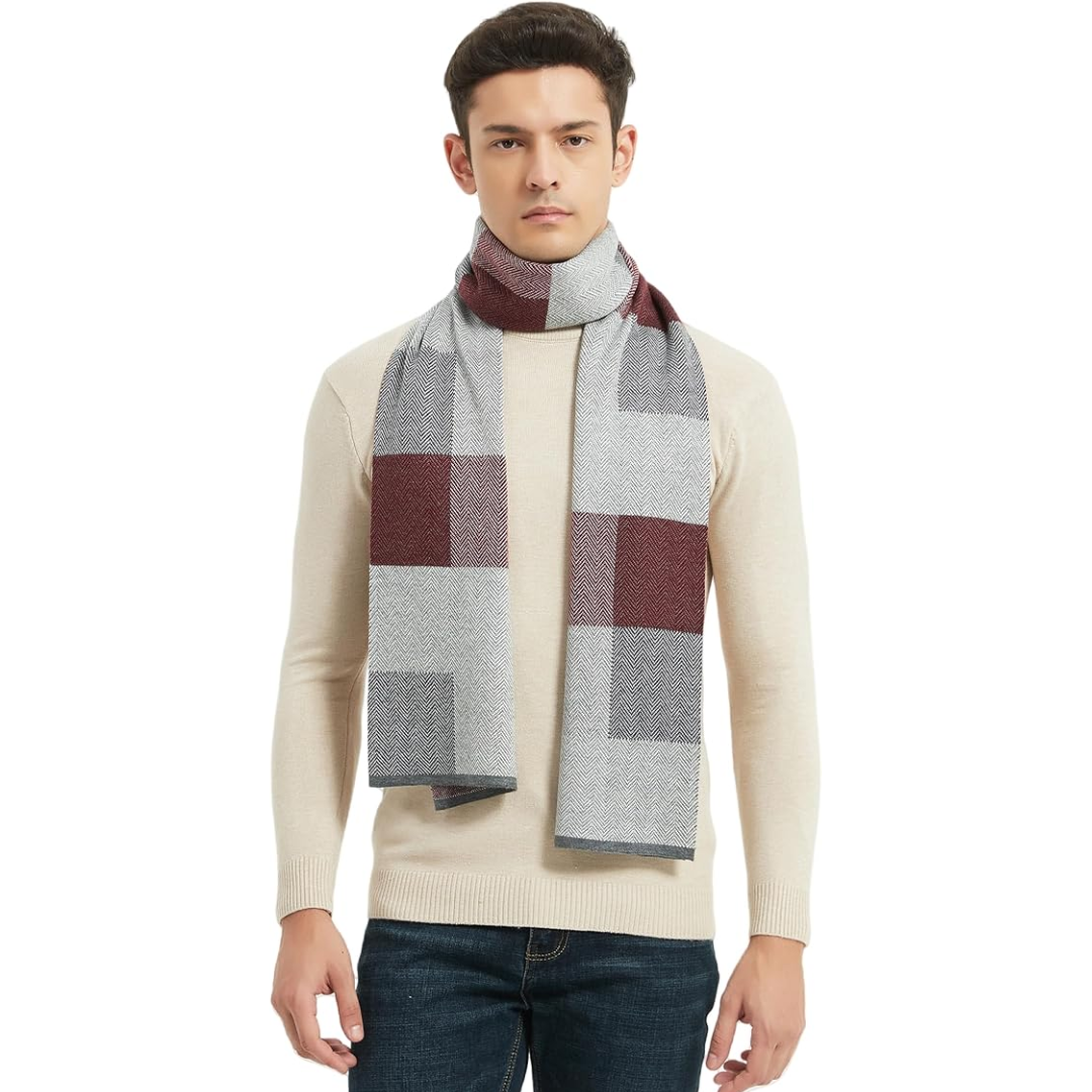 Men's pure cashmere winter scarf, a warm and soft premium accessory for cold weather comfort & style.