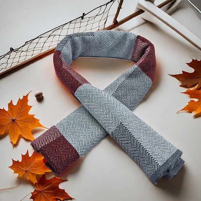 Deep blue men's luxurious cashmere winter scarf, a soft, warm & premium accessory for cold weather.