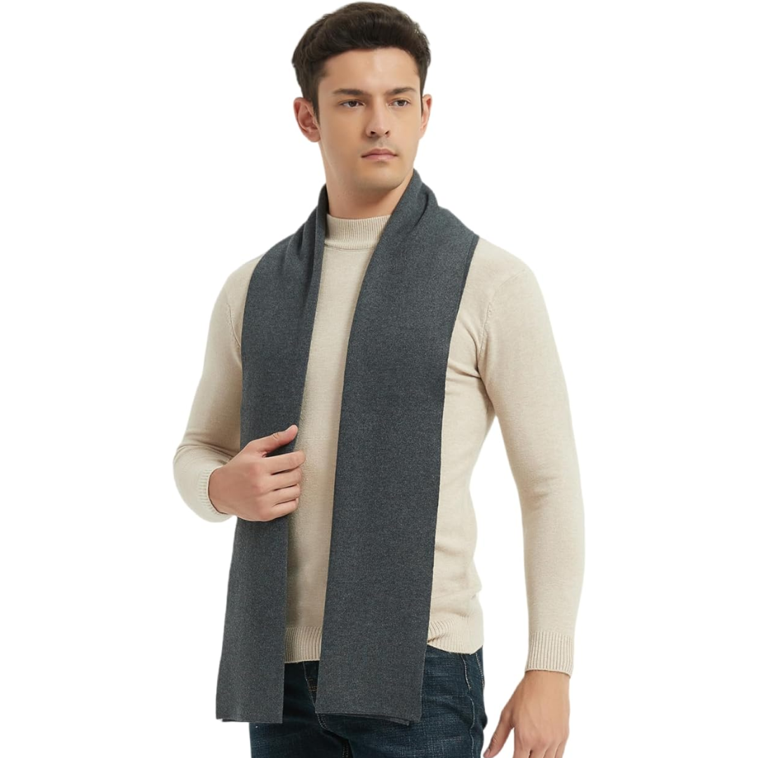 Soft men's pure cashmere scarf, ideal for winter comfort & a premium male fashion statement.