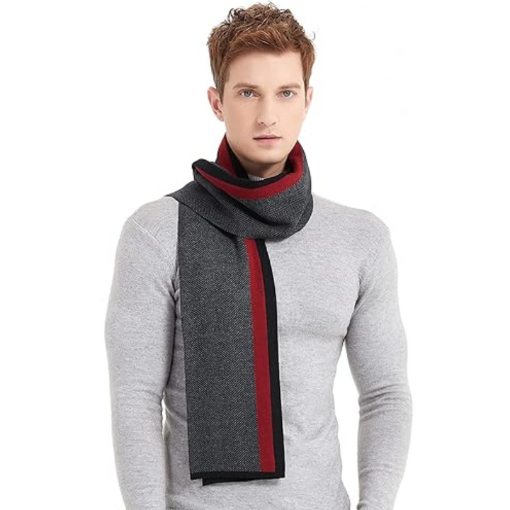 High-quality men's cashmere winter scarf, providing warmth, softness, and elegant cold weather protection.