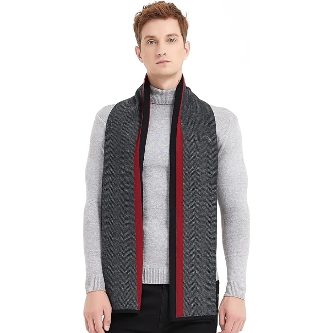 Men's luxury cashmere winter scarf, a perfect gift for men seeking warmth and classic fashion style.