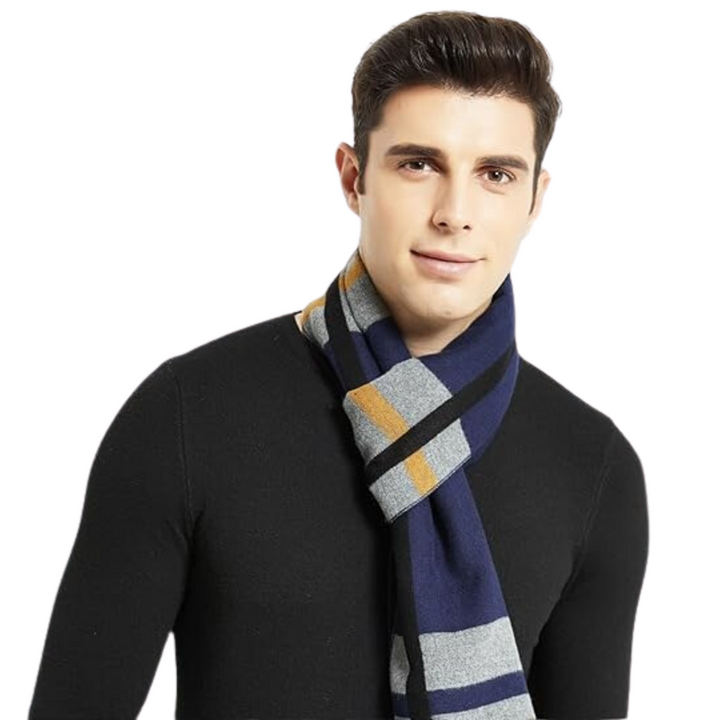 Premium men's cashmere scarf, designed for ultimate softness and warmth in cold winter weather.