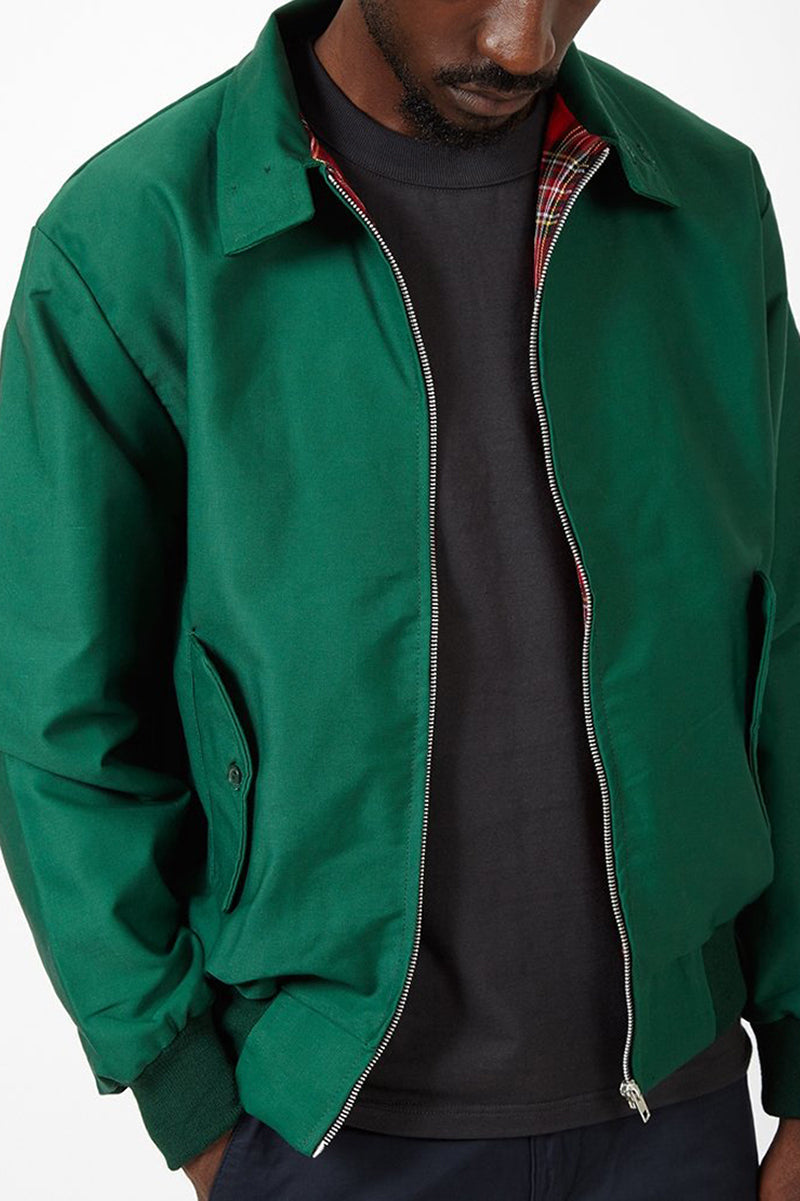 Detailed shot of the zipper and pockets on a Ryder Men's Harrington Jacket, showcasing craftsmanship.