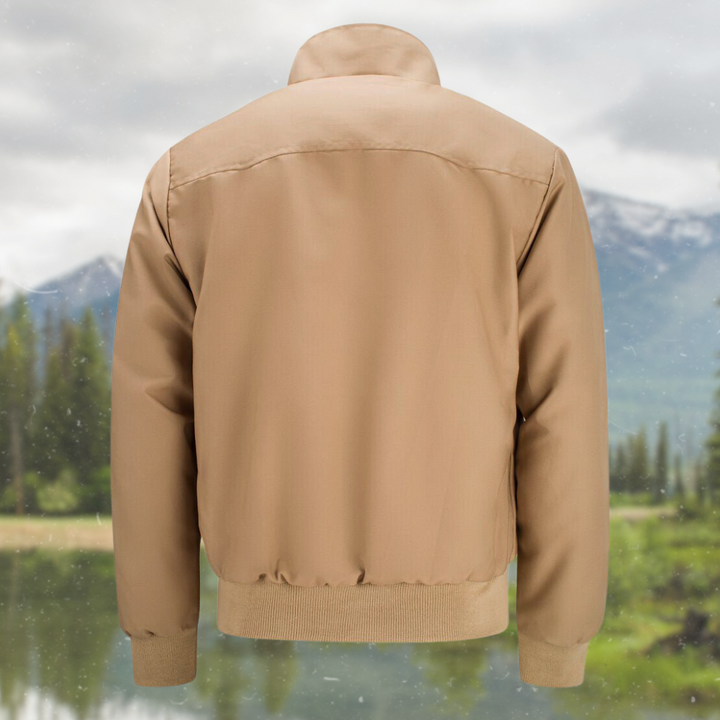 Full-length shot of a Men's Classic Harrington Jacket, showcasing its iconic silhouette and versatile design.