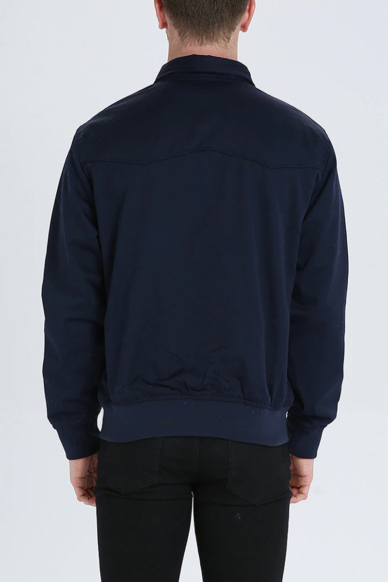 Front view of a versatile Men's Classic Harrington Jacket, offering timeless outerwear style.