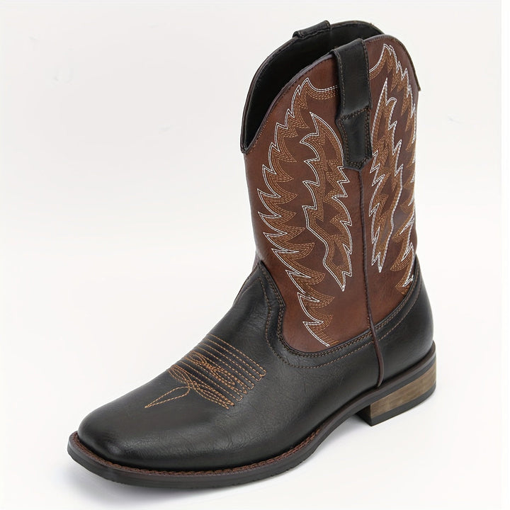 Versatile men's mid-calf cowboy boots for western wear, casual outings, or fashion statements.
