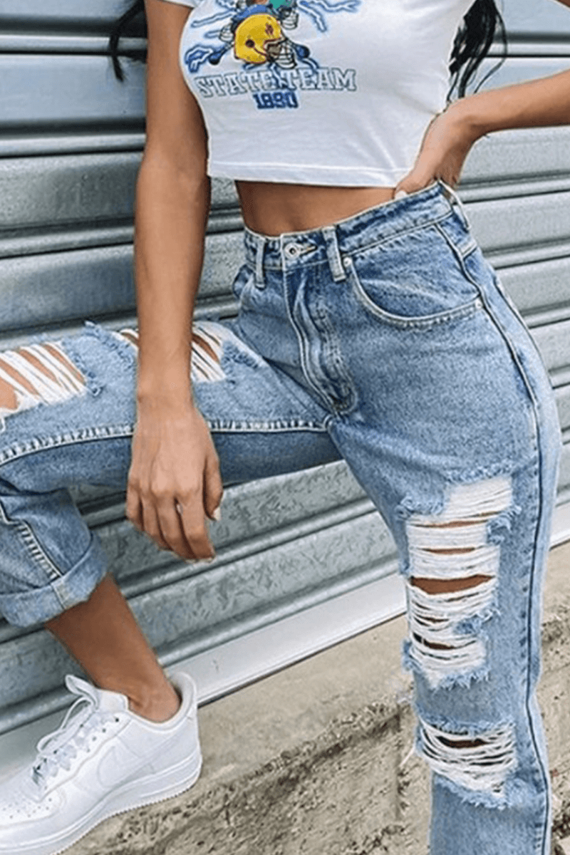 Comfortable straight leg denim jeans for women, perfect classic blue pants for versatile casual everyday style.