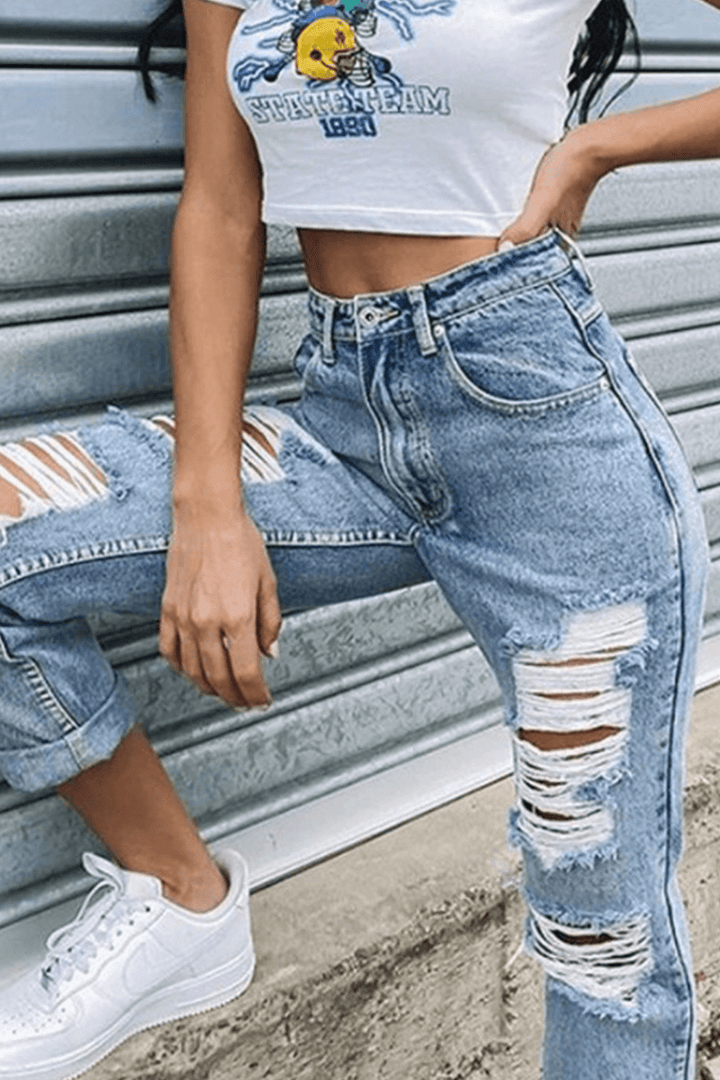 Comfortable straight leg denim jeans for women, perfect classic blue pants for versatile casual everyday style.