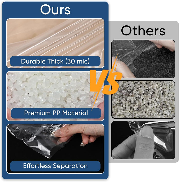 50-pack clear clothing protectors for seasonal storage, preventing dust, moths & wrinkles.