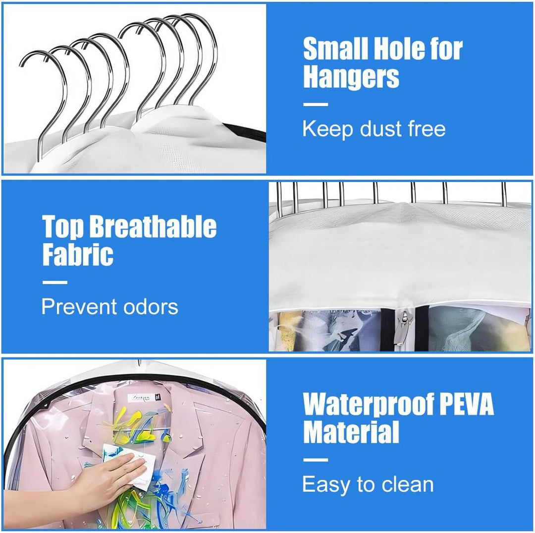 See-through garment covers, 6-piece set for easy identification & superior clothing protection.