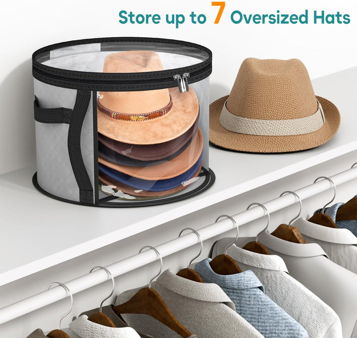 Transparent hat organizer case for wide-brim hats, keeping your collection visible & dust-free.