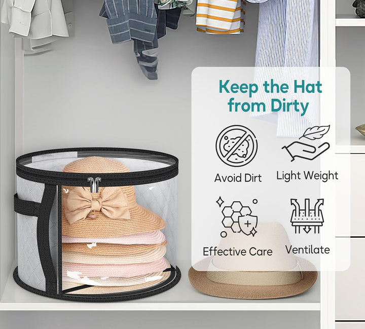 Spacious clear hat storage case for multiple wide-brim hats. Ideal dustproof home & accessories organizer.