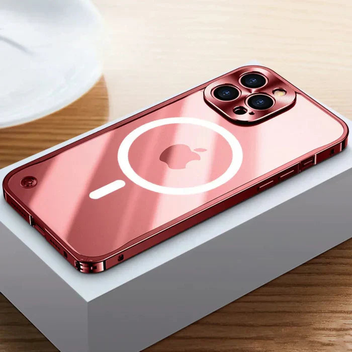 Crystal clear MagSafe compatible iPhone 15 case, designed for optimal protection and wireless charging.