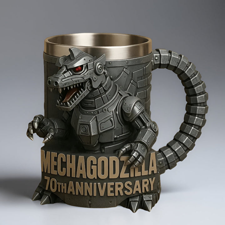 Back view of a unique monster ceramic coffee mug, 3D sculpted, showcasing its fun novelty design.