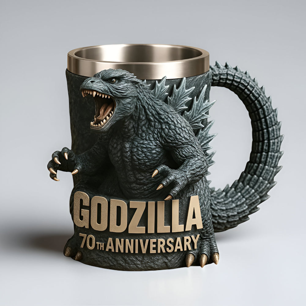 Vibrant green 3D monster ceramic coffee mug, a fun novelty drinkware piece & unique gift idea.