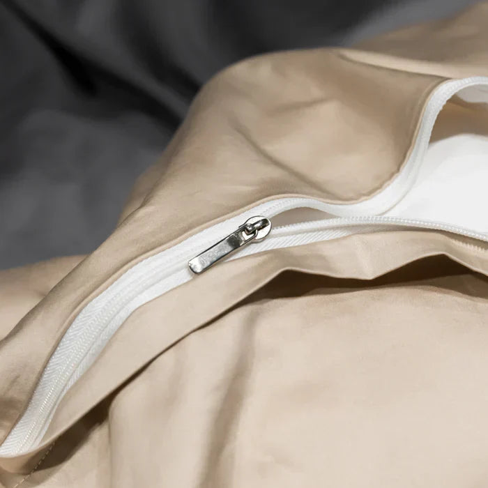 Detailed embroidery on a premium cotton twill weave bedding set, enhancing bedroom style.