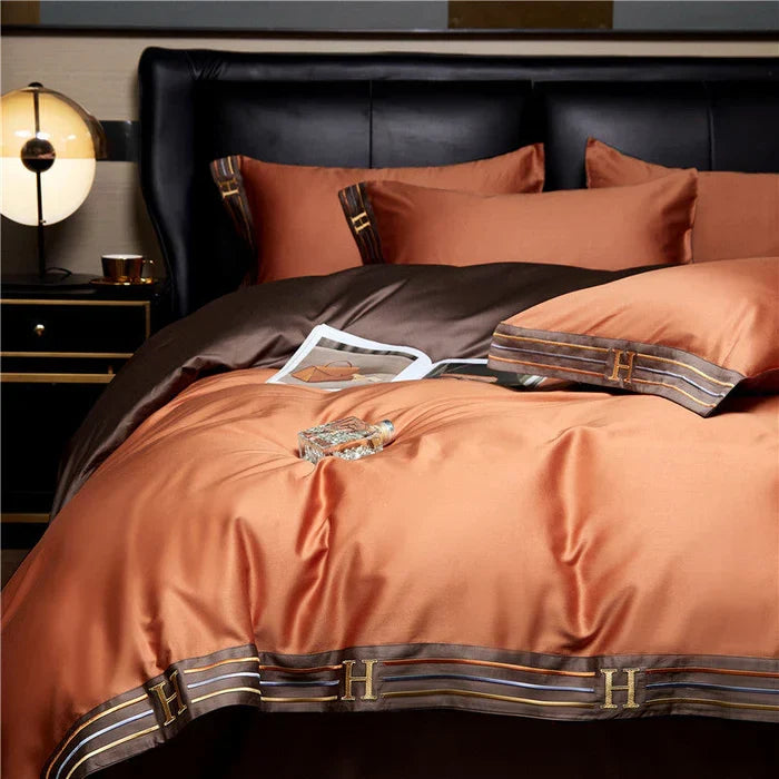 High-quality embroidered cotton bedding set, designed for luxurious sleep & sophisticated home decor.