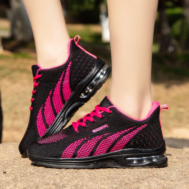 Front view of women's platform athletic shoes. Durable outsole for outdoor running, gym, and active lifestyle.