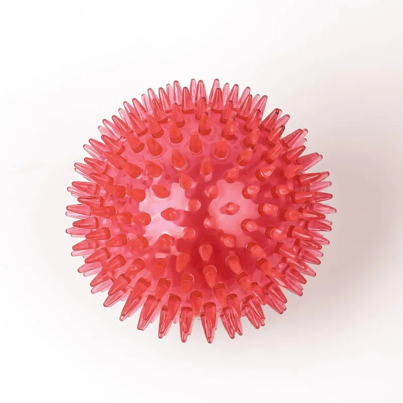 Colorful 11 cm spike ball dog chewing toy with spiky texture, enhances dental health, suitable for active play and fetch.