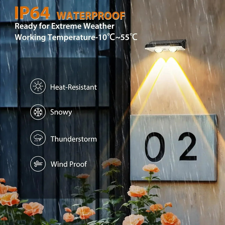 Solar Fence Lights: Vibrant 7-color LED outdoor wall lights, perfect for gardens and patios. Features auto on/off, wide LED lens, and weatherproof IP65 rating. Easy screw or adhesive installation.