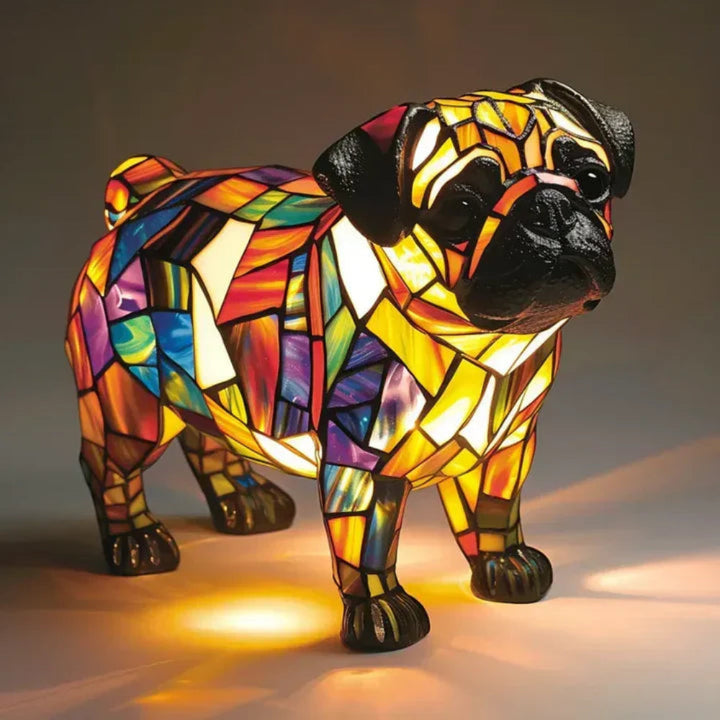 LED stained glass dog lamp, a playful and functional piece of animal decor lighting.