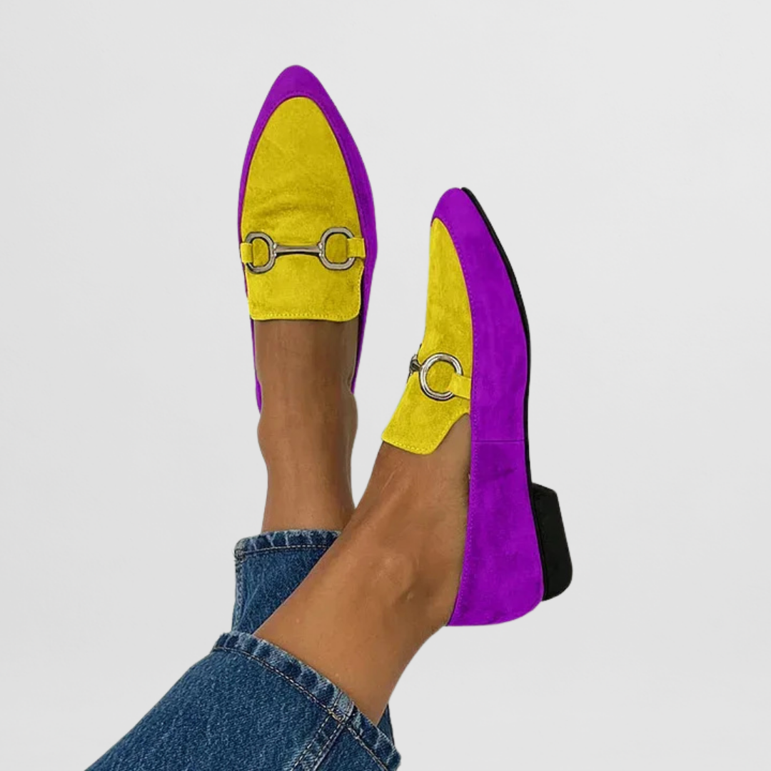 Everyday comfortable women's boho moccasins in a vibrant, colorful slip-on design. Perfect casual flats.