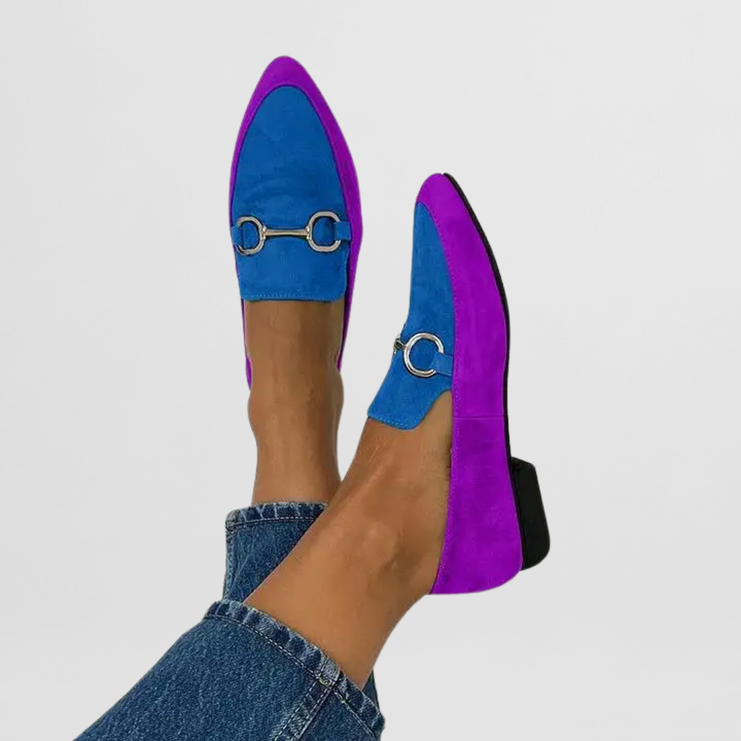 Boho style women's colorful moccasins. Comfortable slip-on flats, perfect for casual spring & summer everyday wear.