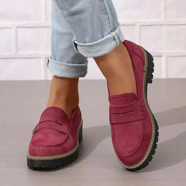 Modern women's chunky loafers, trendy and comfortable slip-on shoes for autumn and winter styling.