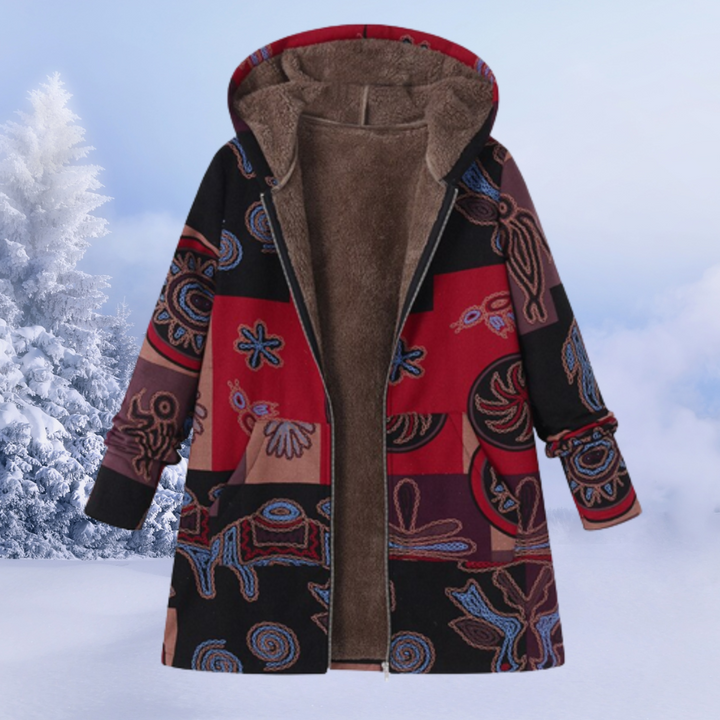 Warm & stylish women's reversible winter jacket with a beautiful floral print, ideal for cold weather.