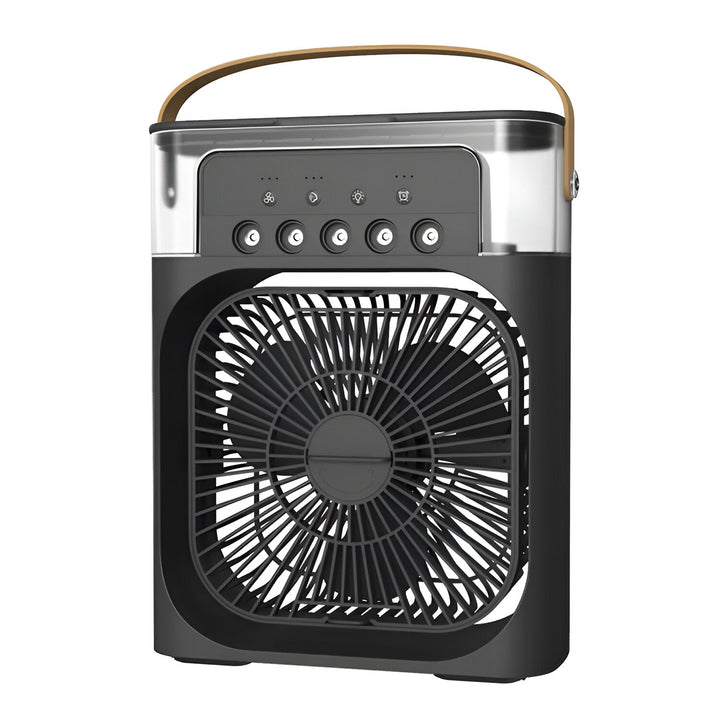 "Compact 3-in-1 portable air cooler humidifier, sleek design, adjustable fan speeds, ideal for small spaces, home or office u