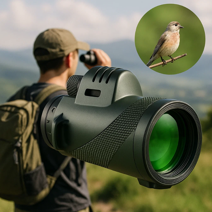 Compact 45x ultra-zoom monocular for high-definition outdoor viewing, perfect for birdwatching & hiking.
