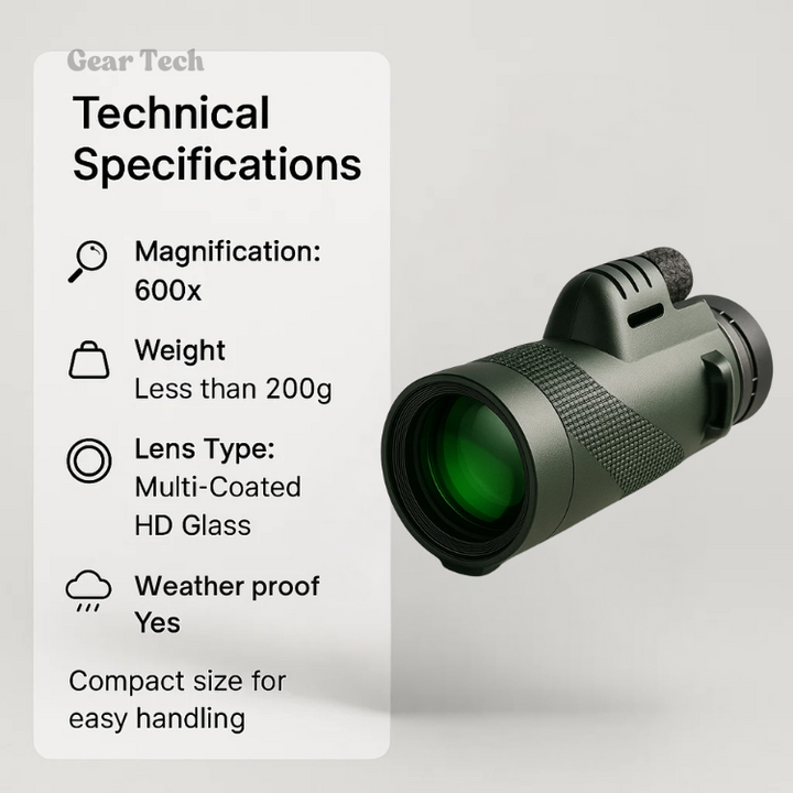 Portable & lightweight monocular with 45x ultra zoom, ideal for outdoor adventures, travel, and sports.