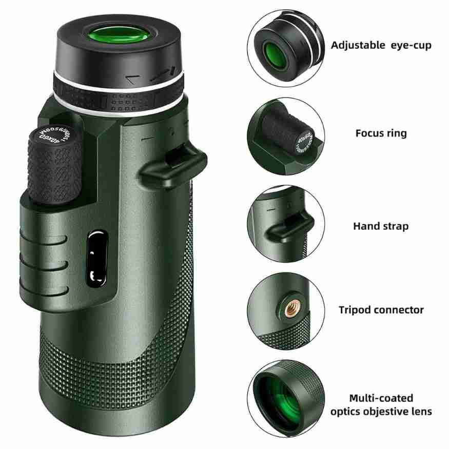 High-definition ultra-zoom monocular, portable and lightweight for all your outdoor adventure needs.