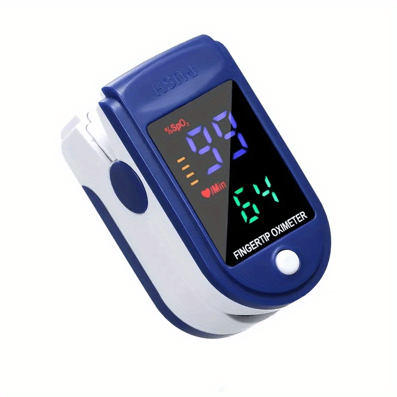 Compact finger pulse oximeter for precise oxygen saturation & heart rate monitoring, ideal for home health tracking.