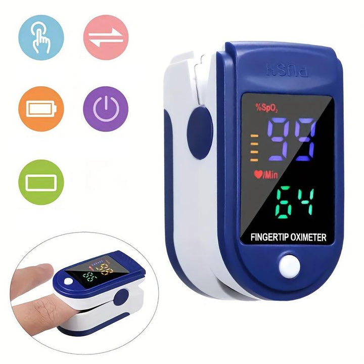 Easy-to-use finger oximeter provides accurate oxygen levels & heart rate, essential for home health monitoring.