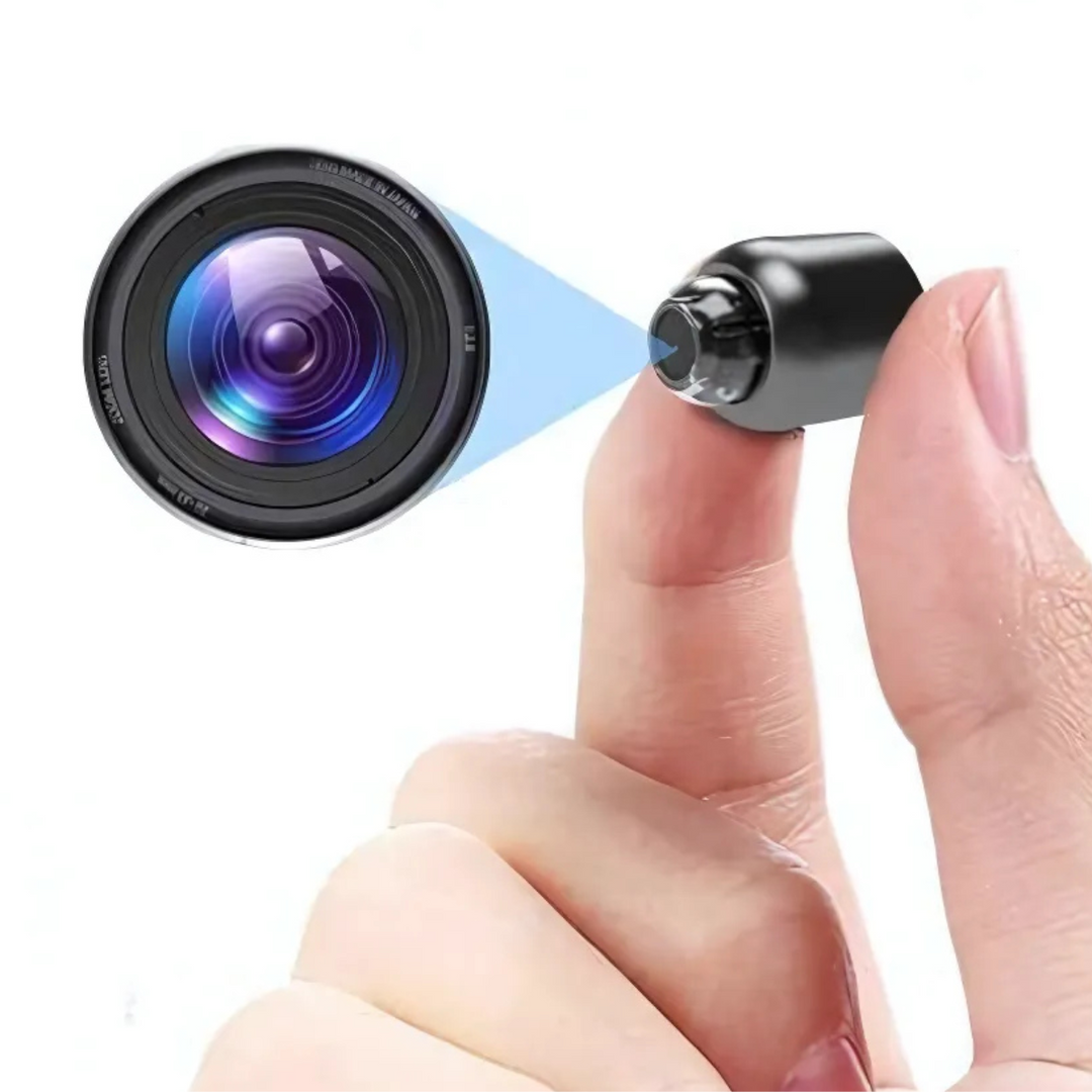 Compact Full HD surveillance camera with 160° wide-angle lens & night vision for home security.
