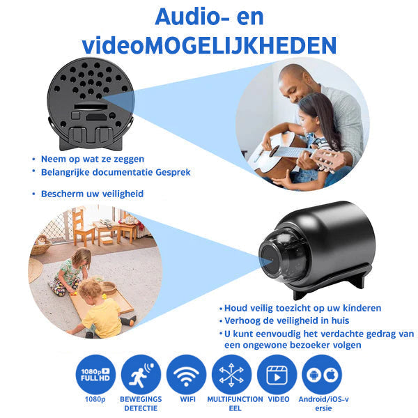Crystal clear Full HD surveillance camera, 160° wide angle & IR night vision for enhanced home security.
