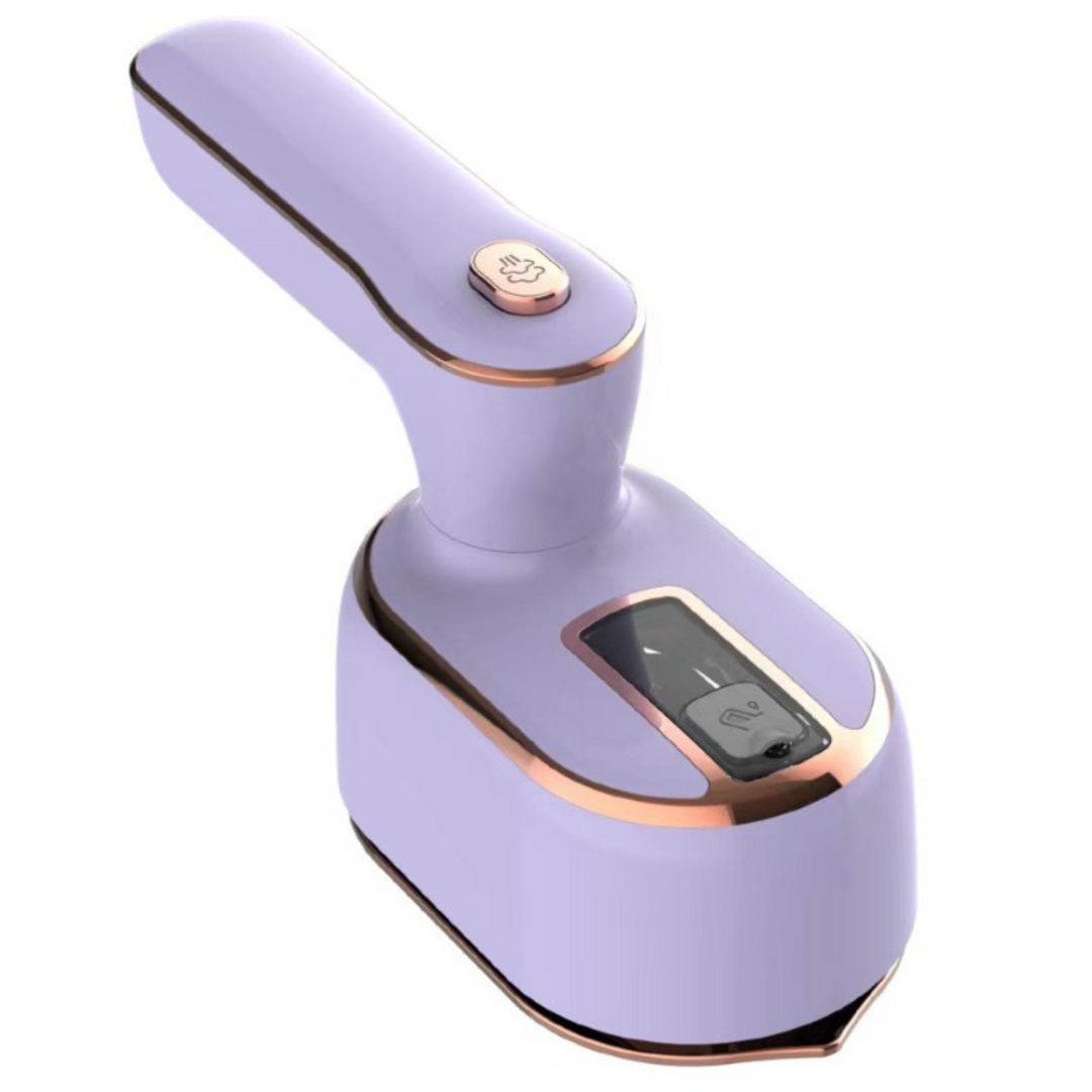 Compact handheld steam iron in blue, with a sleek design, ergonomic handle, and powerful steam for wrinkle-free clothes.