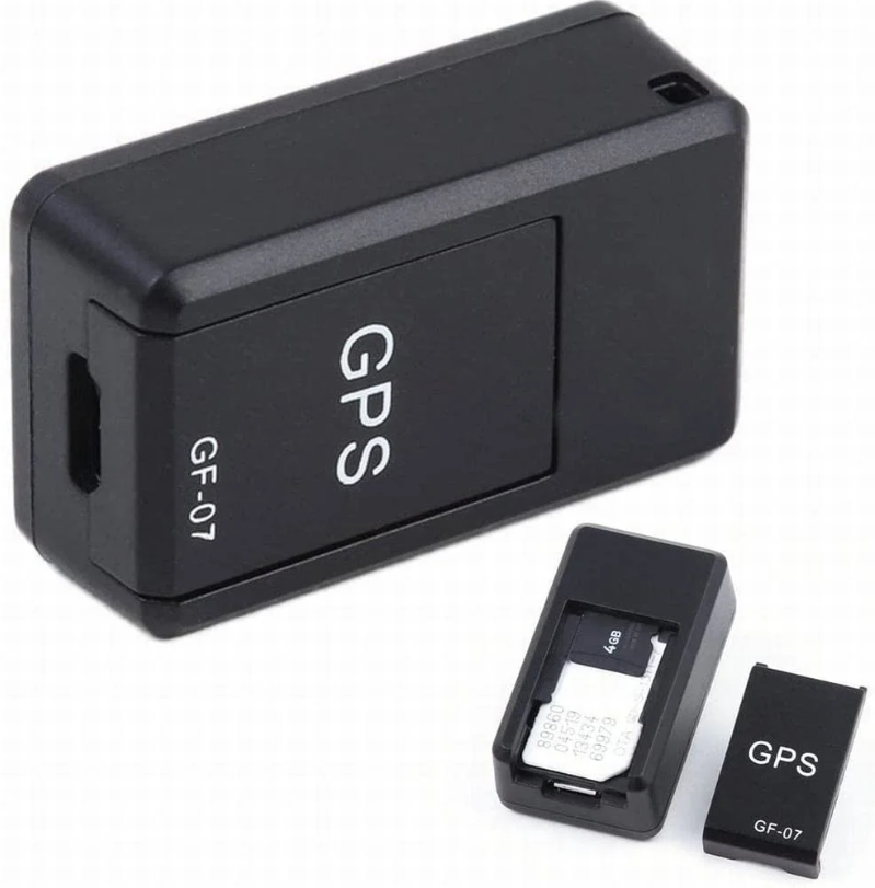 "Compact magnetic GPS tracker for vehicles, small black device with magnet base, ideal for discreet tracking and security."