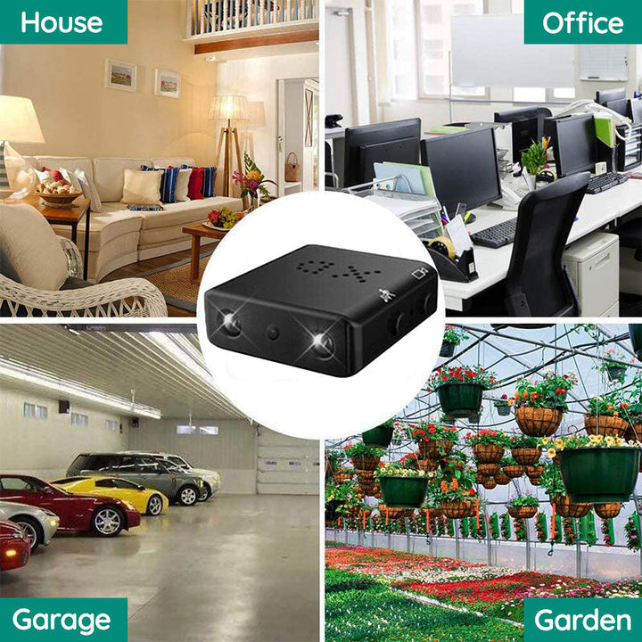 "Compact Micro HD spy camera with night vision, black, features 1080P video, discreet design, ideal for home or office securi