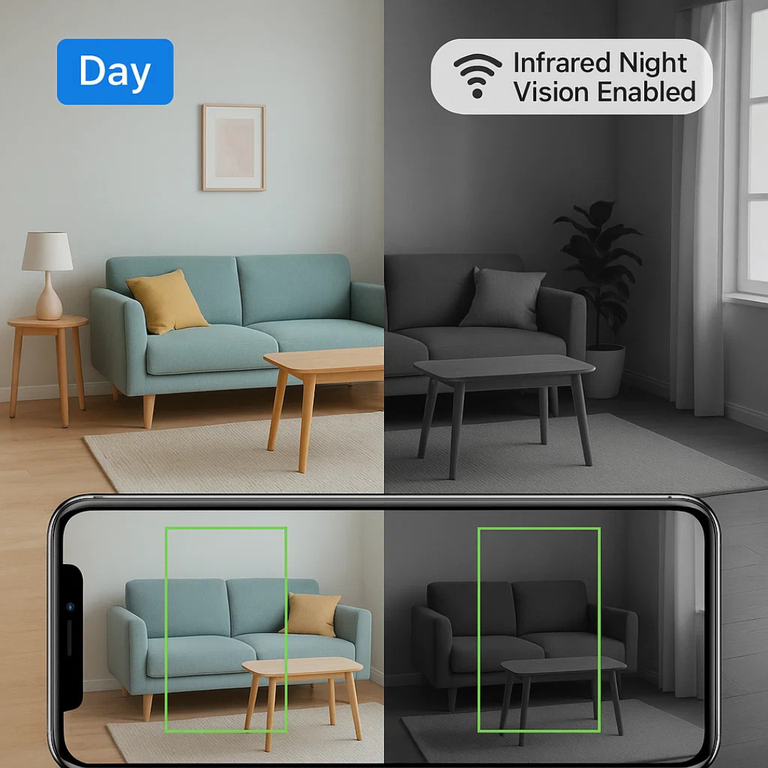 "Compact mini spy camera with WiFi, night vision; 1080P HD video, audio features for discreet surveillance."