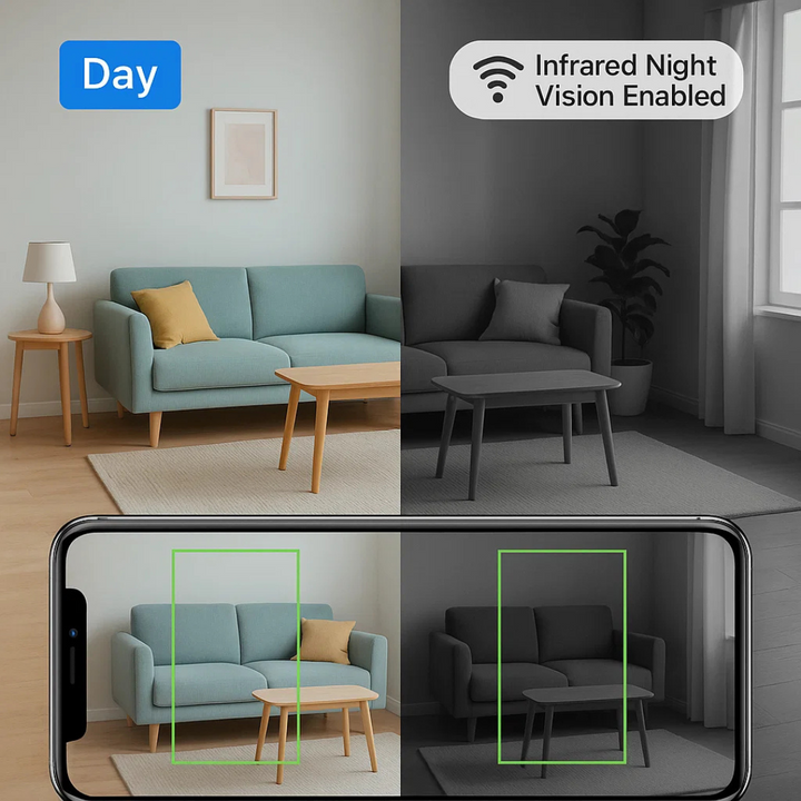 "Compact mini spy camera with WiFi, night vision; 1080P HD video, audio features for discreet surveillance."