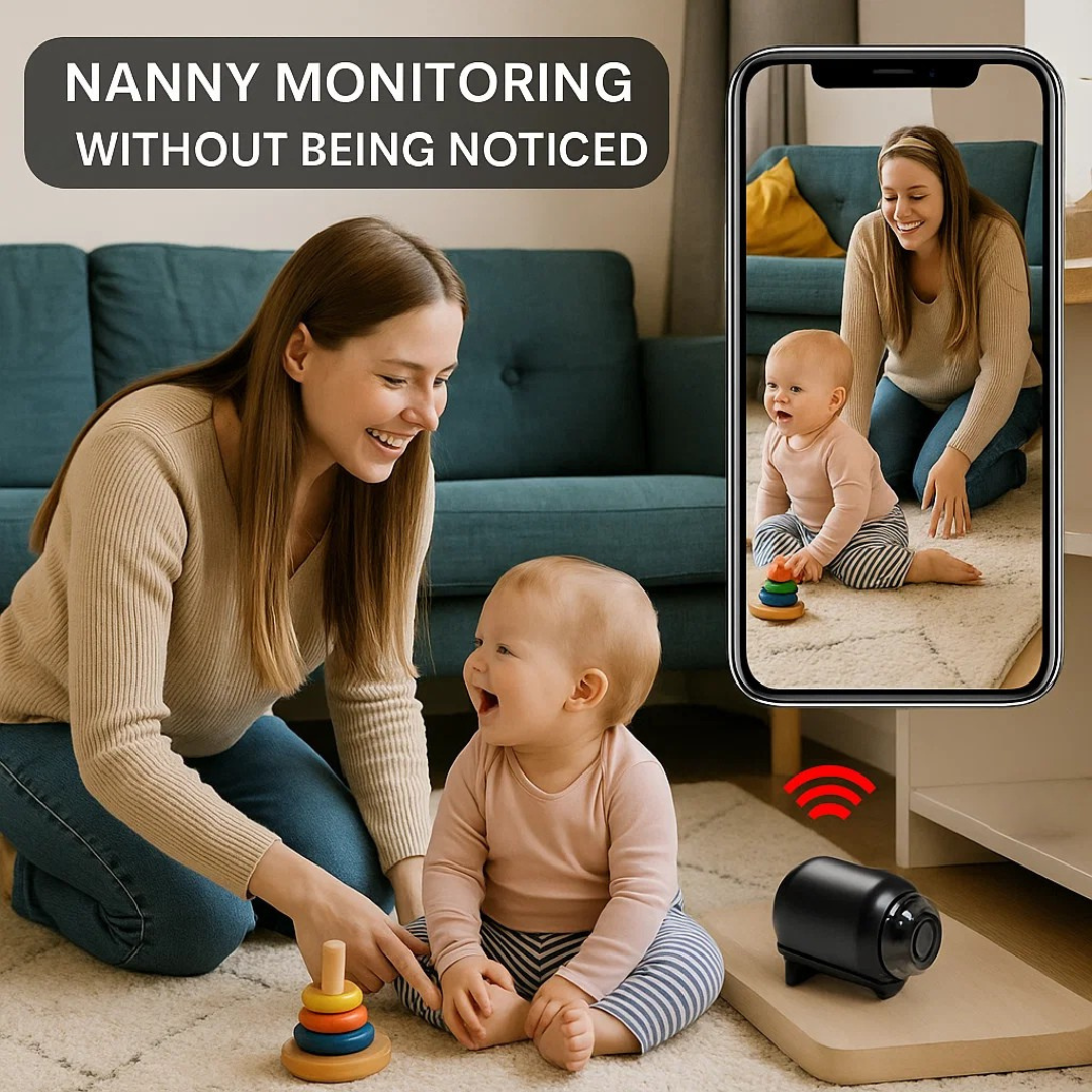 "Compact mini spy camera with WiFi, night vision; 1080P HD video, audio features for discreet surveillance."