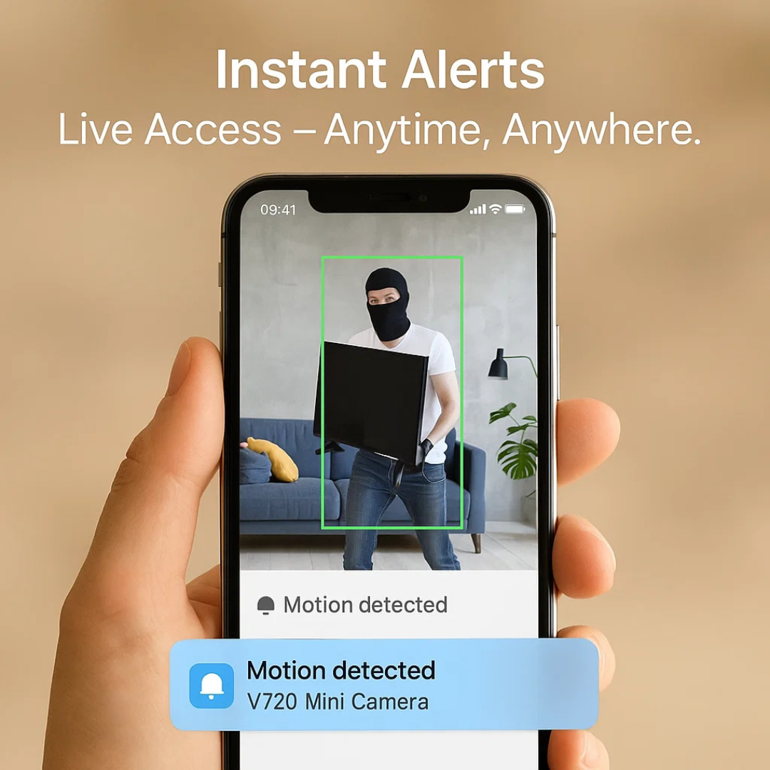 "Compact mini spy camera with WiFi, night vision; 1080P HD video, audio features for discreet surveillance."